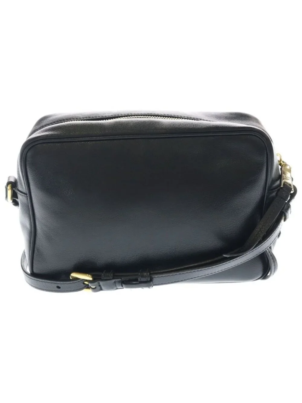 Prada Embossed Logo Shoulder Bag Black Leather Gold